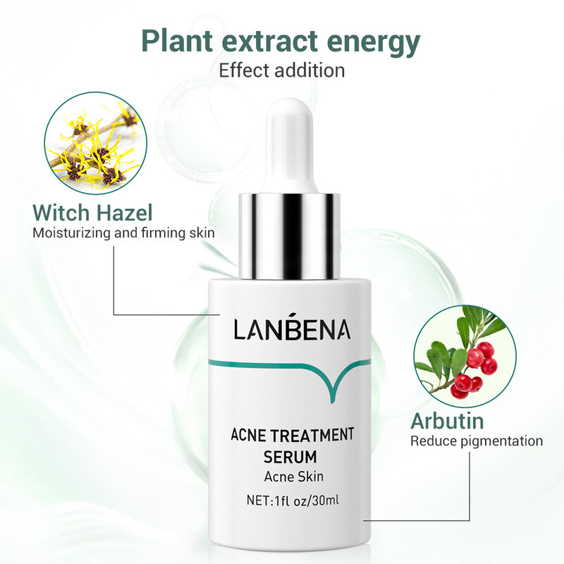 นาฬิกา LANBENA สิวเซรั่ม Hyaluronic Oilgopeptide Anti-Acne Treatment ลบรอยสิวรอยแผลเป็นจุดเฮ้าส์หดรูขุมขน Whitening Skin Care 30ml