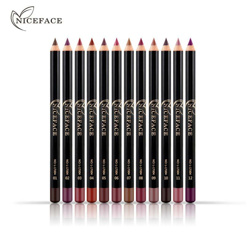 12 Colors Lip Pencils Matte Lipliner Waterproof Smooth Colorful Silk Lipstick Pen Long Lasting Pigments Lip Makeup Maquiagem
