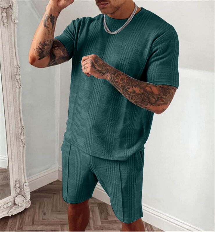 No verão de 2021 roupa masculina comércio exterior lazer terno estilo quente na europa e o homem calções de manga curta de duas peças