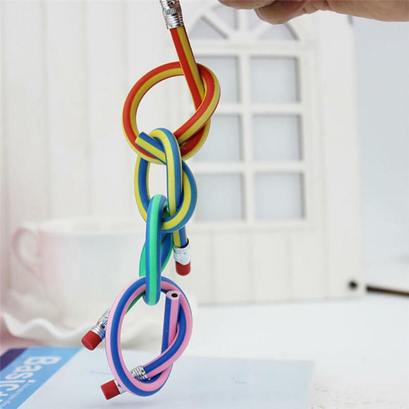Lápis macio flexível flexível bendy criativo de 6 pces com material colorido da escola do estudante da borracha
