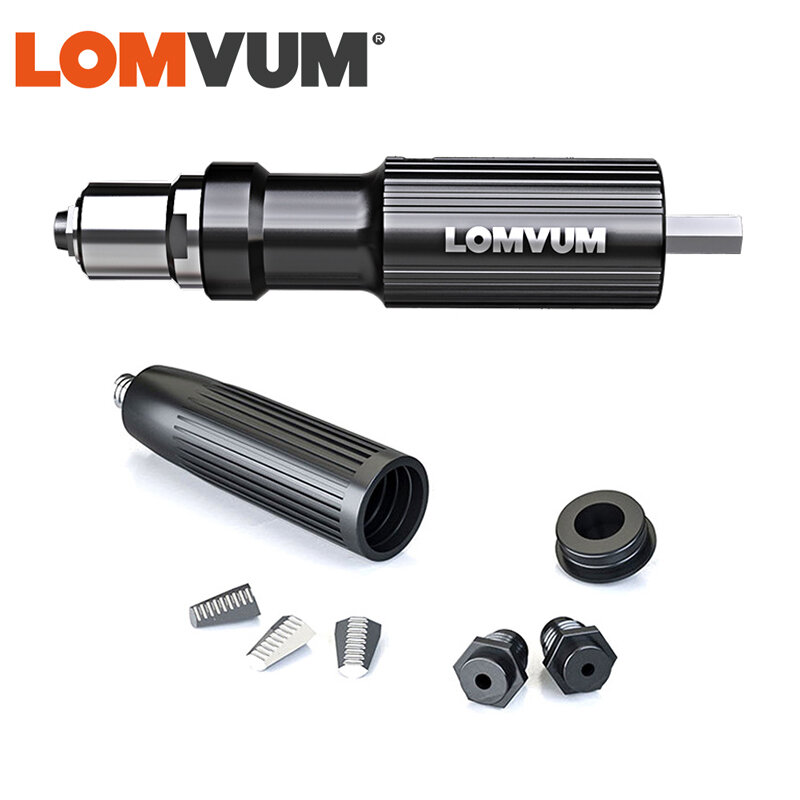 LOMVUM Electric Rivet Gun Adaptor Rivet Insert Cordless Drill Aluminium Rivet Nut Riveter Insert Nail Power Tools Acessories
