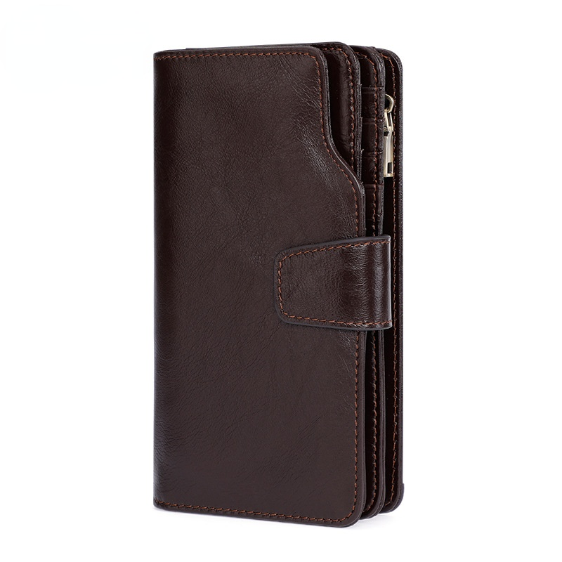 Zakelijke Mode Mannen Handtas Multi Card Lederen Lange Portemonnee Grote Capaciteit Eerste Laag Lederen Handtas