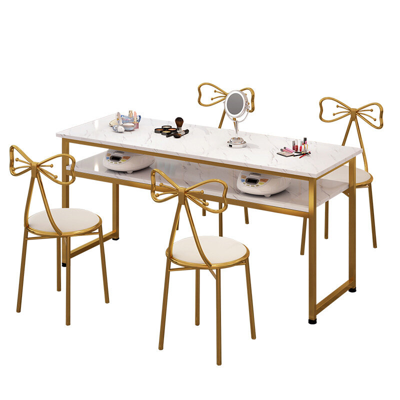 Ensemble de Table à ongles et chaise de célébrité, simple, Double, beauté, motif marbre, nouvelle Table de manucure
