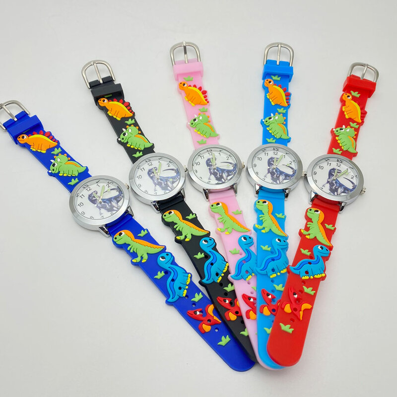 Relógio infantil de silicone macio, 5 cores, desenho animado, dinossauro, indicador para meninos e meninas, como o amor, luminoso, relógio de quartzo, 2020