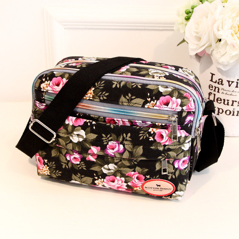 Холщовые диагональные сумки, женские сумки через плечо, тканевые повседневные женские модные сумки с цветочным рисунком