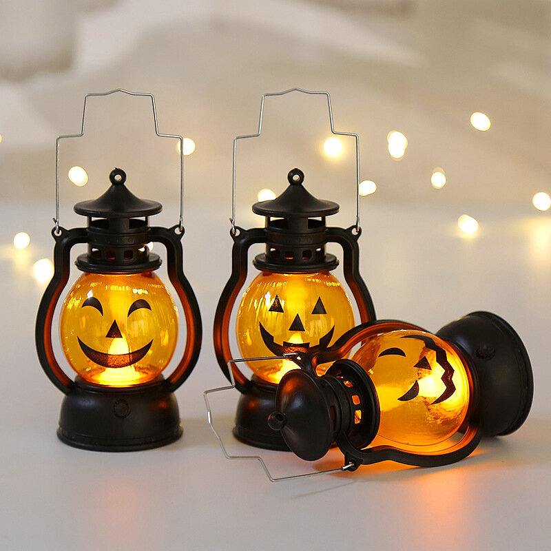 Lampe LED en plastique pour Halloween, lanterne fantôme citrouille, accessoires d'horreur, jouet pour enfants, décoration de Bar pour garçon et fille