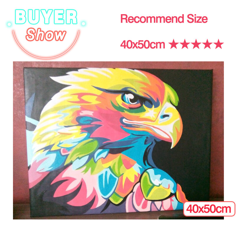 AZQSD 숫자로 페인트 동물 50x40cm 그림 숫자로 유화 세트 숫자로 색칠 선물 캔버스 벽 세트