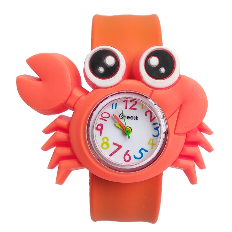 Relojes bonitos con forma de cangrejo para niños y niñas, de silicona suave, de cuarzo, resistente al agua