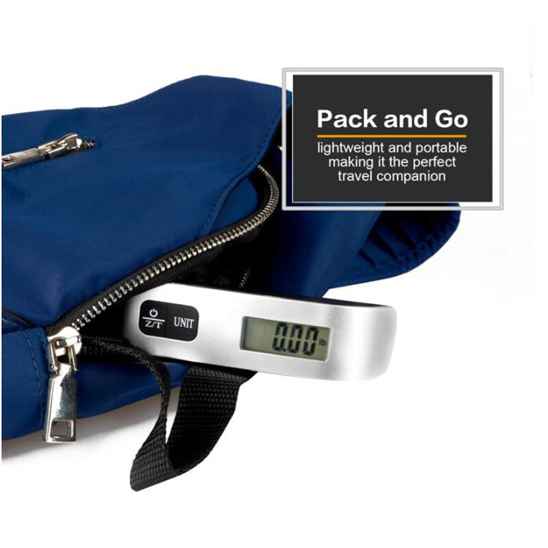 수하물 저울 110lb/50kg 전자 디지털 휴대용 가방 여행 무게 수하물 가방 교수형 저울 균형 무게 LCD