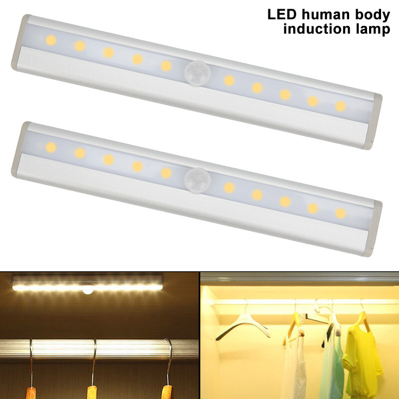 2 peças LED Wardrobe Luz Wardrobe Lâmpada da Indução Do Corpo Humano Cozinha Quarto Casa Decoração Da Lâmpada de Luz De Emergência