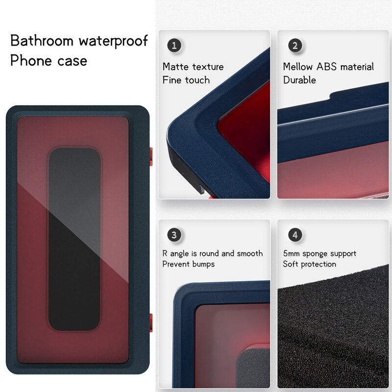 Estuche protector de teléfono para ducha, funda impermeable para teléfono, soporte montado en pared de baño, accesorios de ducha autoadhesivos