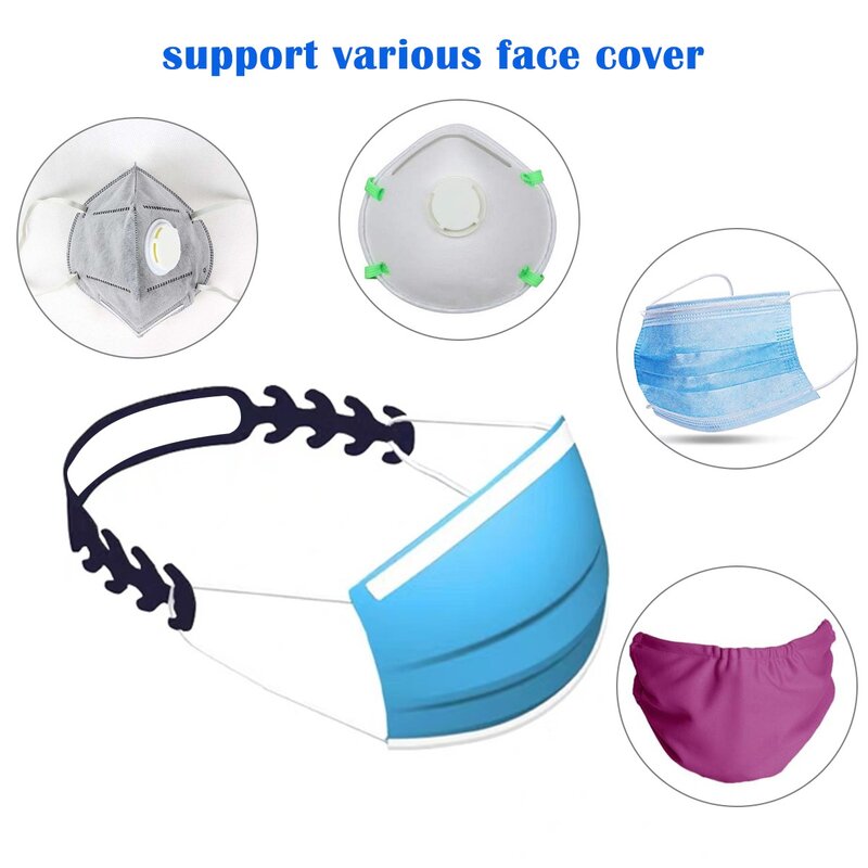 10Pcs Mask Attachment Behind Head Adjustable Mask Extenders Anti-slip Mask Ear Grips Extension Hook Clips On Ears Holds Masks