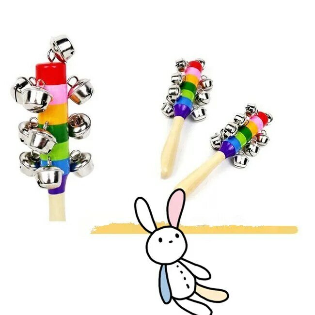 Bastão de madeira com 10 guizos, brinquedo educativo de arco-íris para bebês e crianças, 1 peça