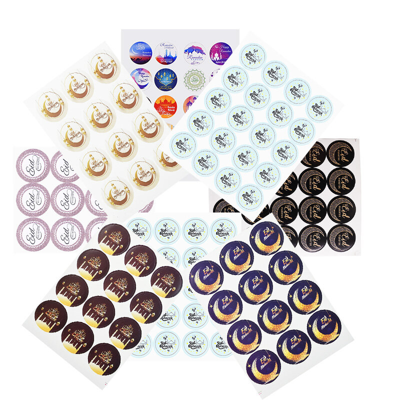 Saco de presente de eid mubarak, 120 peças, adesivos seladores do ramadã mubarak caixa de adesivos de bolo etiquetas de decoração
