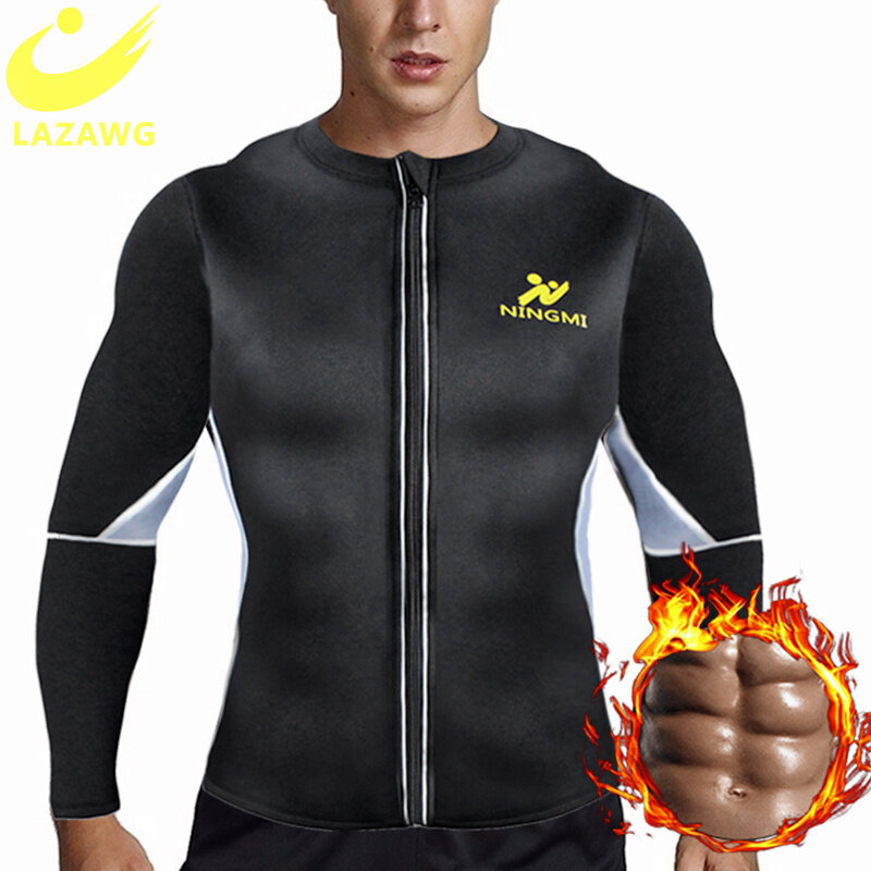 LAZAWG-Camiseta sin mangas para hombre, trajes de Sauna para sudar, entrenador de cintura, gimnasio, adelgazante, moldeador de cuerpo, entrenamiento, Fitness, Corsés, camisas para perder peso