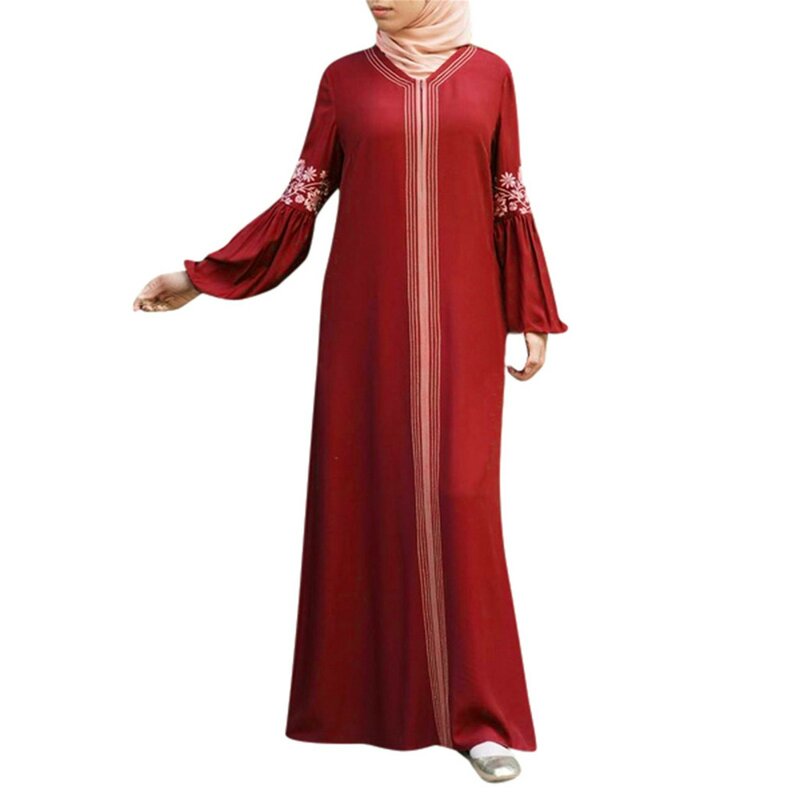Женское Макси-Платье с принтом абайя джилбаб, повседневное длинное платье в мусульманском стиле, платье в арабском стиле