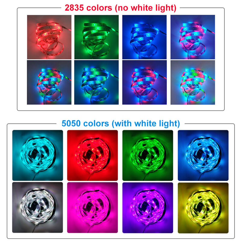 Luz de tira conduzida bluetooth luces led rgb 5050 2835 fita de fita de lâmpada flexível à prova dwaterproof água com fita de diodo dc 12v 5m 10m 32.8ft 20m
