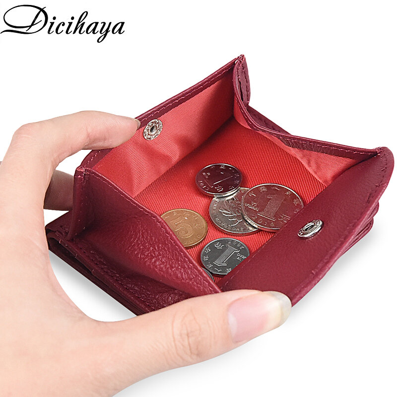 DICIHAYA 2022 Small Real Leather Wallet Credit Card Holder Men And Women COWHIDE RFID Purse MINI Genuine Leather Fashion Wallets