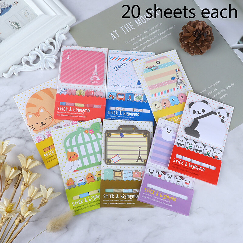 Kawaii Animals Panda Cat Sticky Notes Stationery Memo Pad Bookmark School Supplies Planner Stickers