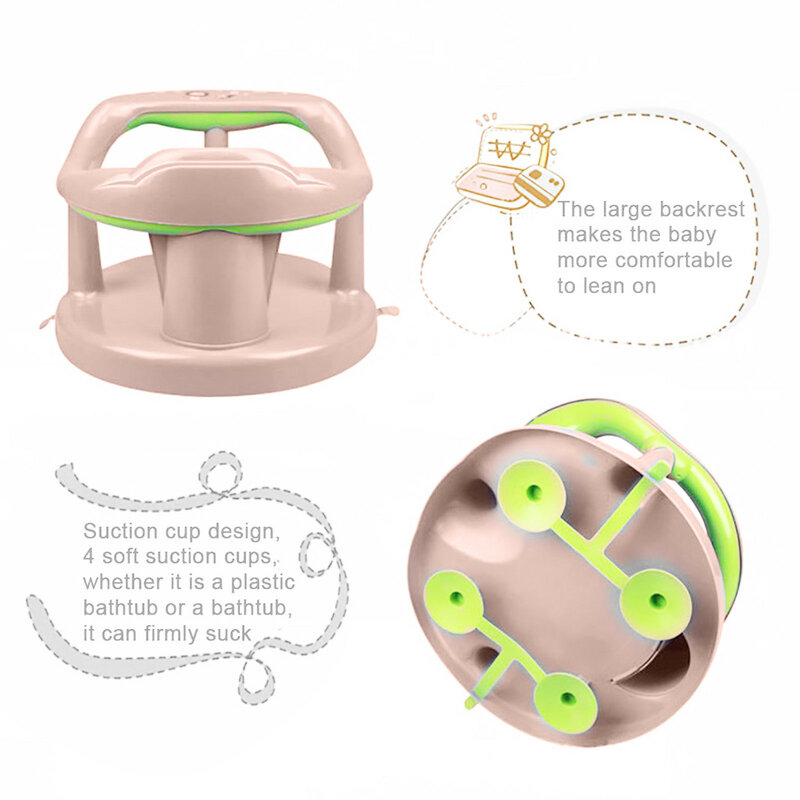Baby Plastic Bath Seat Foldable Baby Bath Seat With Back Support And Suction Cup Suction Cups Stable Sit-up Bathing Seat