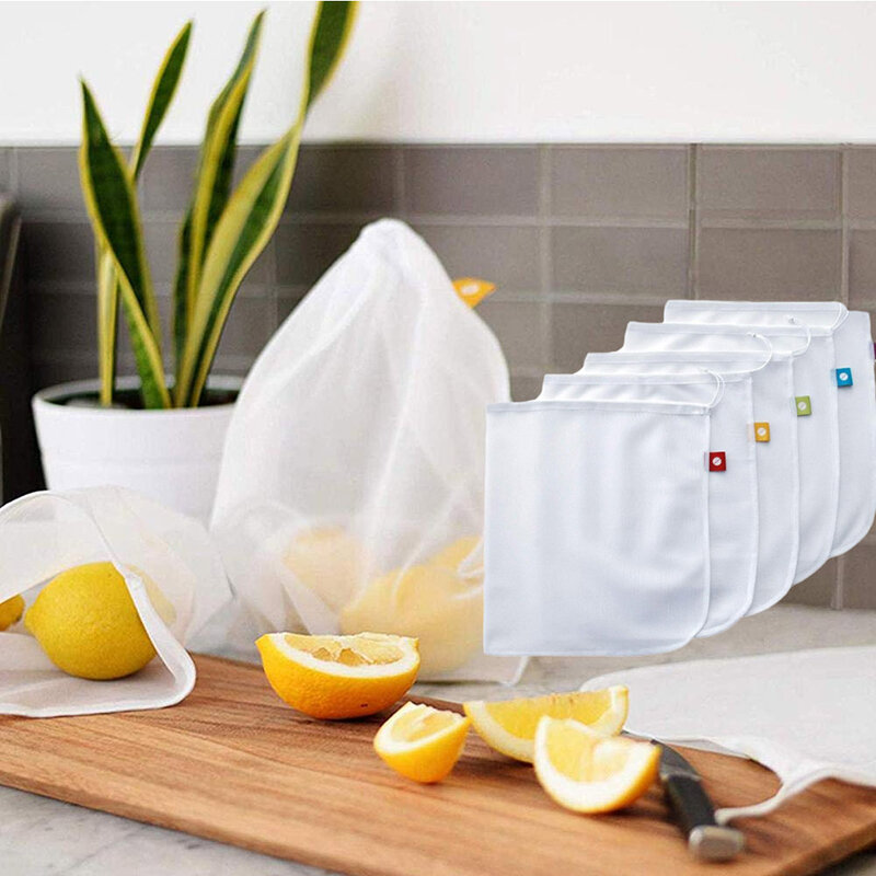 Prodotti riutilizzabili borse borse a rete per frutta e verdura borse per la spesa lavabili borse per prodotti in rete di cotone