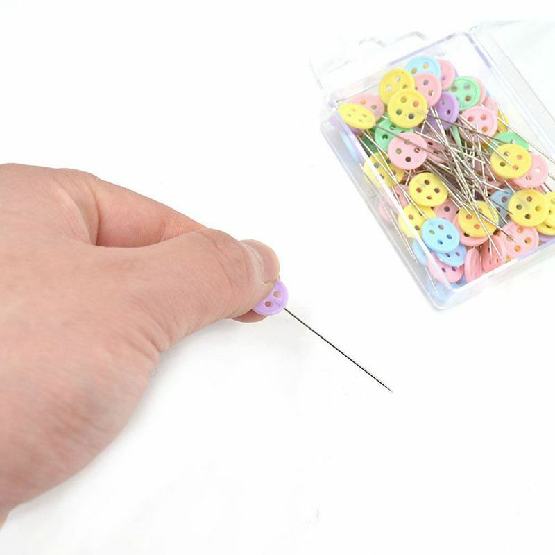 100ピース/バッグピン混合色縫製パッチワークピン花のヘッド · ピン縫製ツール針芸術ミシンアクセサリーボタン