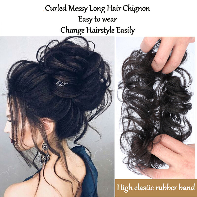 CYGJFC Women Chignon Messy Hair Bun Scrunchies Synthetic Curly Elastic HairBand Straight Updo Hairpiece Women Ponytail Headwear