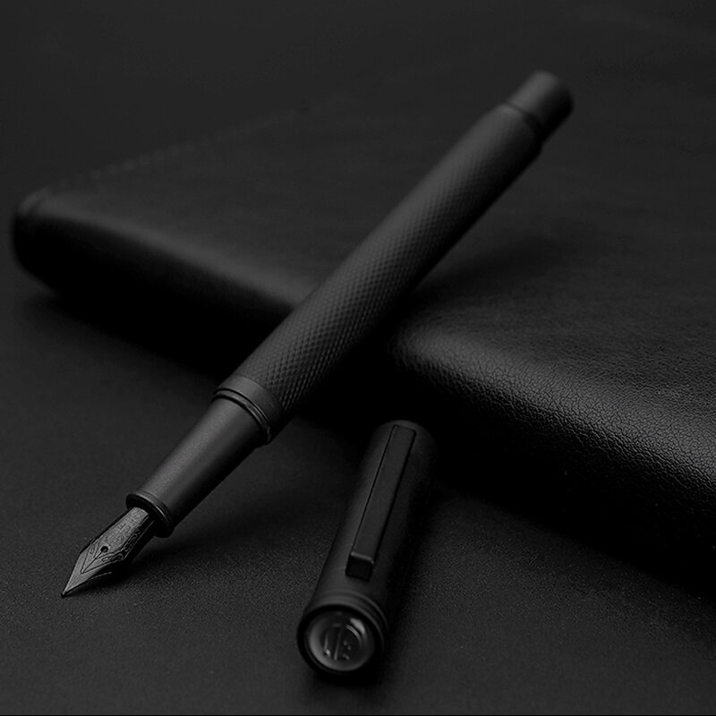Nieuwe Vulpen Met Luxe Set 0.5 Mm Zwart F Nib Converter Pen Staal Inkt Pennen Eenvoudige Business Ondertekening Pen schrijven Pennen