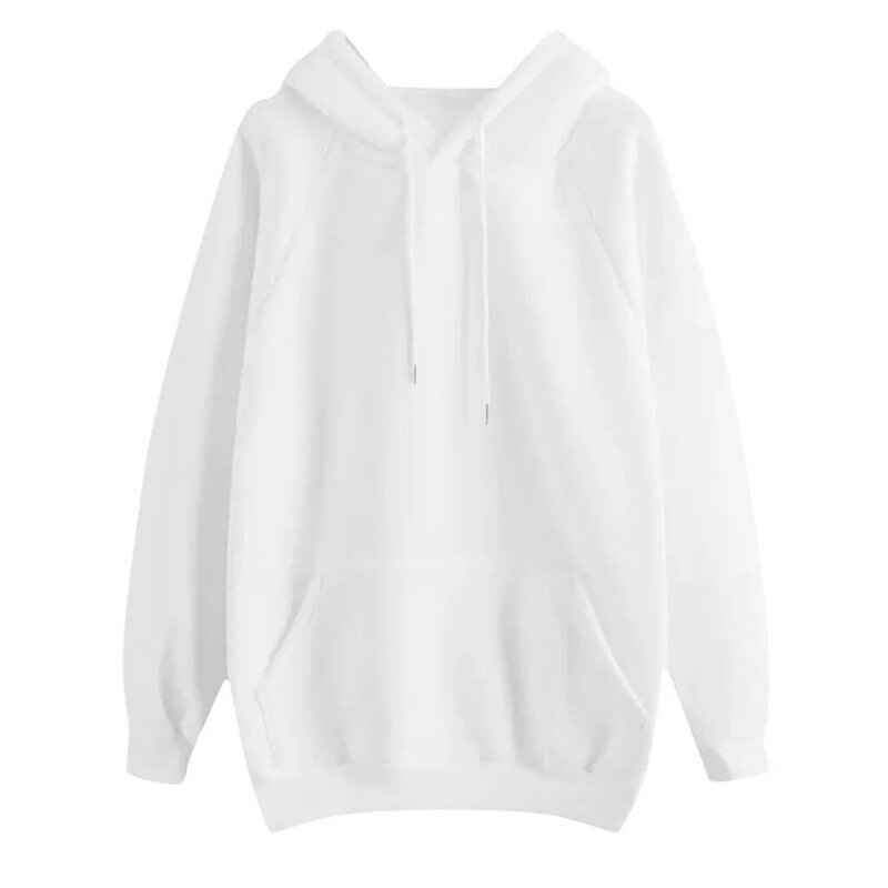 Damski dorywczo jednolity kolor z kapturem i kieszeniami z długim rękawem sweter bluza 2021 jesień Harajuku koreański Худи Худи Оверсайз # P2