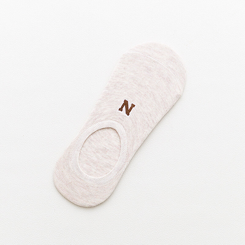 Calcetines tobilleros de algodón con letras para hombre, medias invisibles antideslizantes de silicona, 5 pares, para primavera y verano, 42701