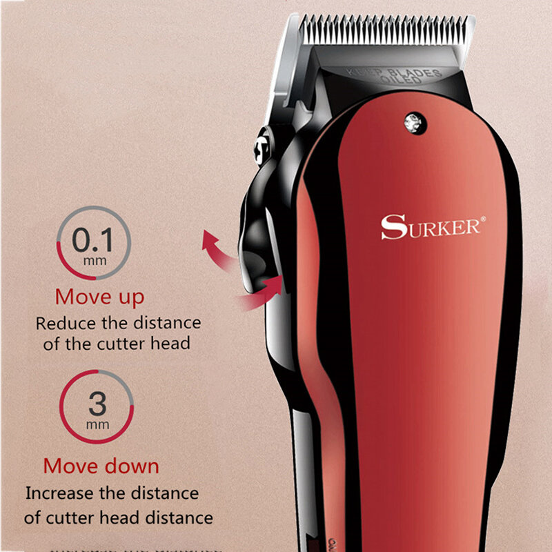 Surker Pemotong Rambut Tukang Cukur Kabel 10W Pemangkas Rambut Profesional untuk Pria Pemotong Kepala Mesin Pemotong Rambut Elektrik Potongan Rambut