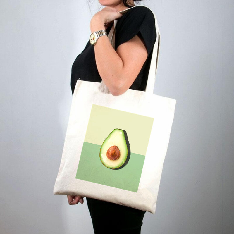 2021 Shopper Avo Merry Christmas! Printed Tote Bag women Harajuku shopper handbag girl Shoulder shopping bag Lady Canvas Bag