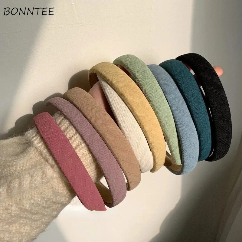 Women Headwear Leisure Solid Simple Students Sweet Korean Style Four Seasons Accessories for Lady Party Stylish Femme Headbands