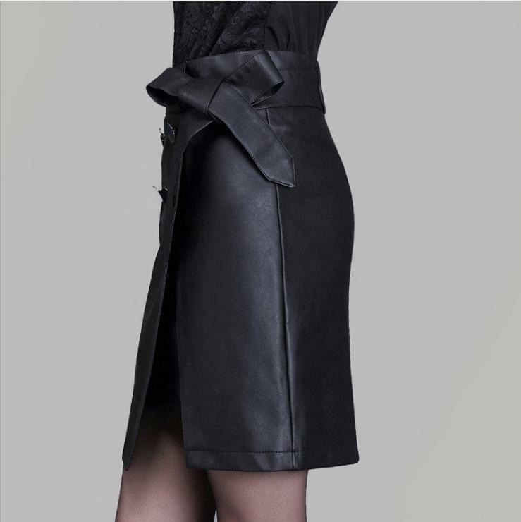 Novo s/5xl senhoras saias de couro a linha cintura alta primavera outono vintage tamanho grande faixas meados saias femininas couro saias k1228