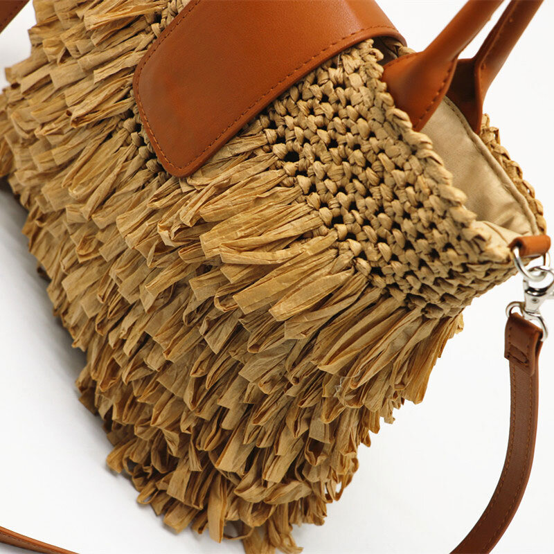 Женские летние пляжные сумки YoReAi, вместительные дамские сумочки на плечо с кисточками, повседневные Модные дорожные тоуты для покупок для д...