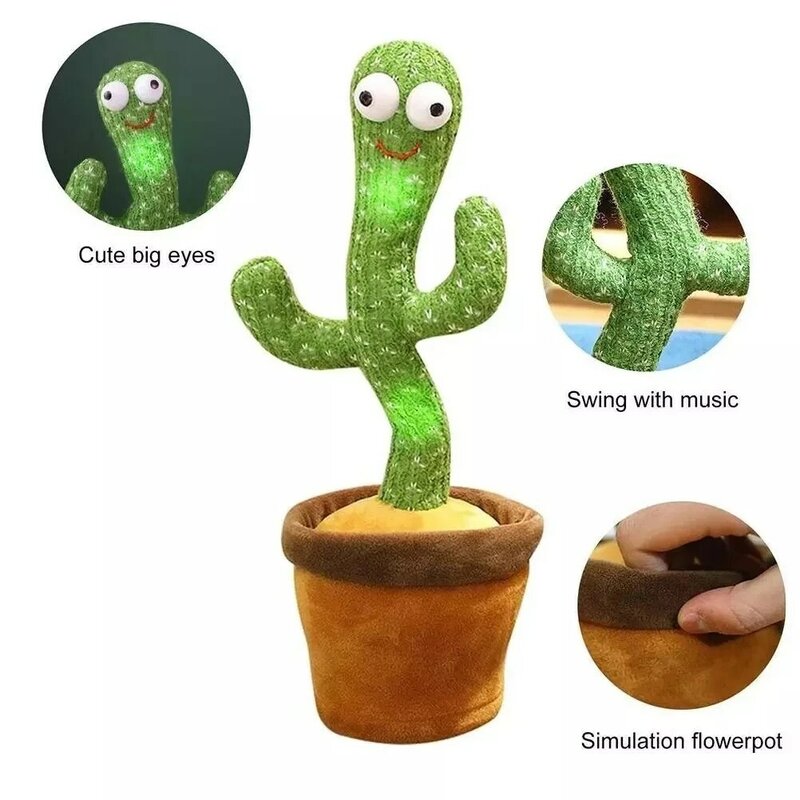 Gorące modele Upgrade taniec kaktus głośnik pluszowa zabawka śpiewanie skręcanie Luminous nagrywanie zabawki powtórz mów głos Dropshipping