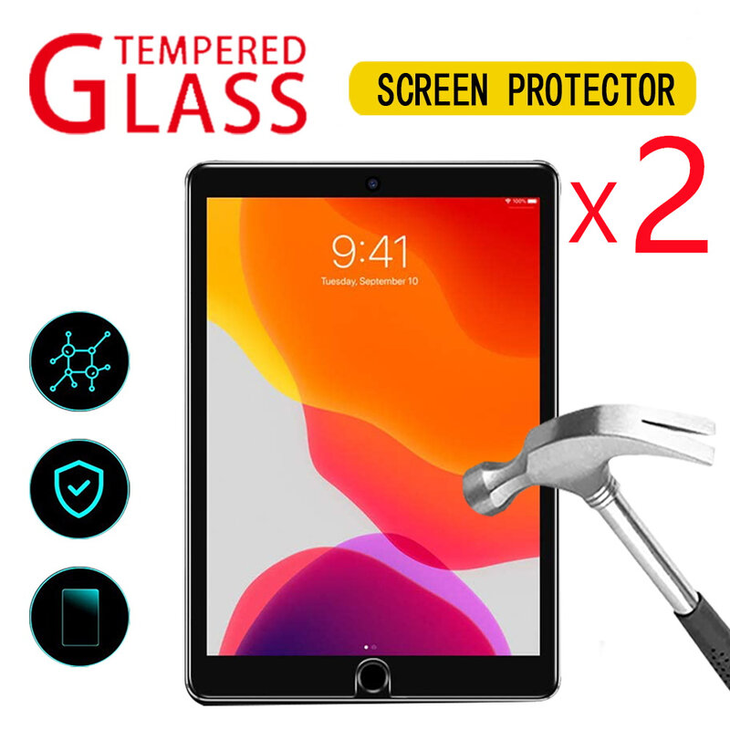 2Pcs Tempered Glass Screen Protector for Apple IPad 2020 8th Generation 10.2 Inch/ IPad 2019 7th Gen Tablet Protective Film