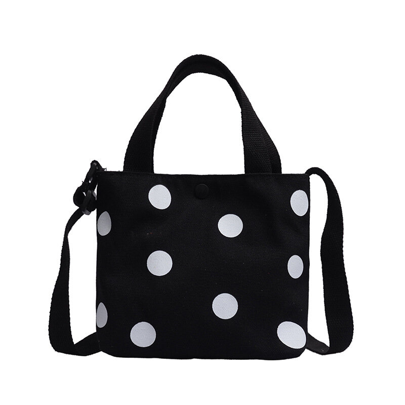 2019ใหม่ Polka Dot ผ้าใบกระเป๋าสำหรับหญิงและเด็กง่ายและขนาดเล็กสดไหล่แบบพกพาอุปกรณ์เสริมกระเป๋า