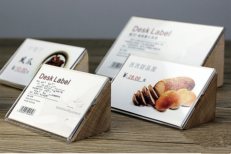 2 présentoirs d'étiquettes de bureau pour le prix, Promotion de cartes en papier avec couvercle avant en acrylique transparent et Support de bûches fumigées
