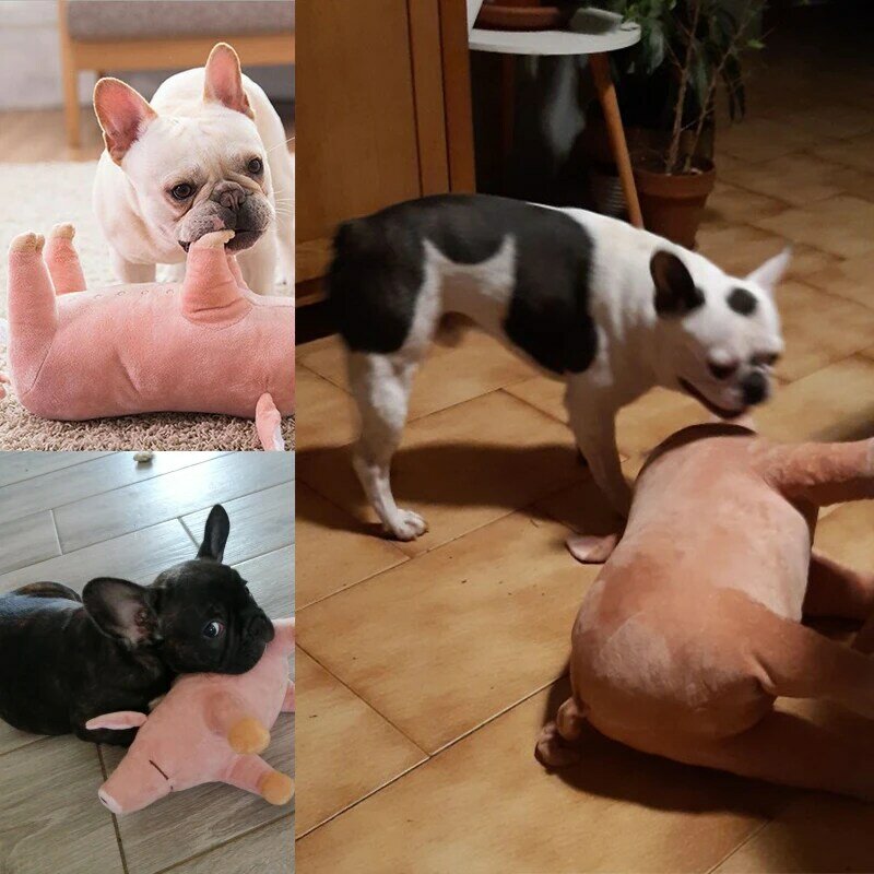 Cerdo de juguete con forma de cerdo de juguete para mascotas, cerdo durmiente de compañía, de felpa suave y cálida, para cachorros, Bulldog