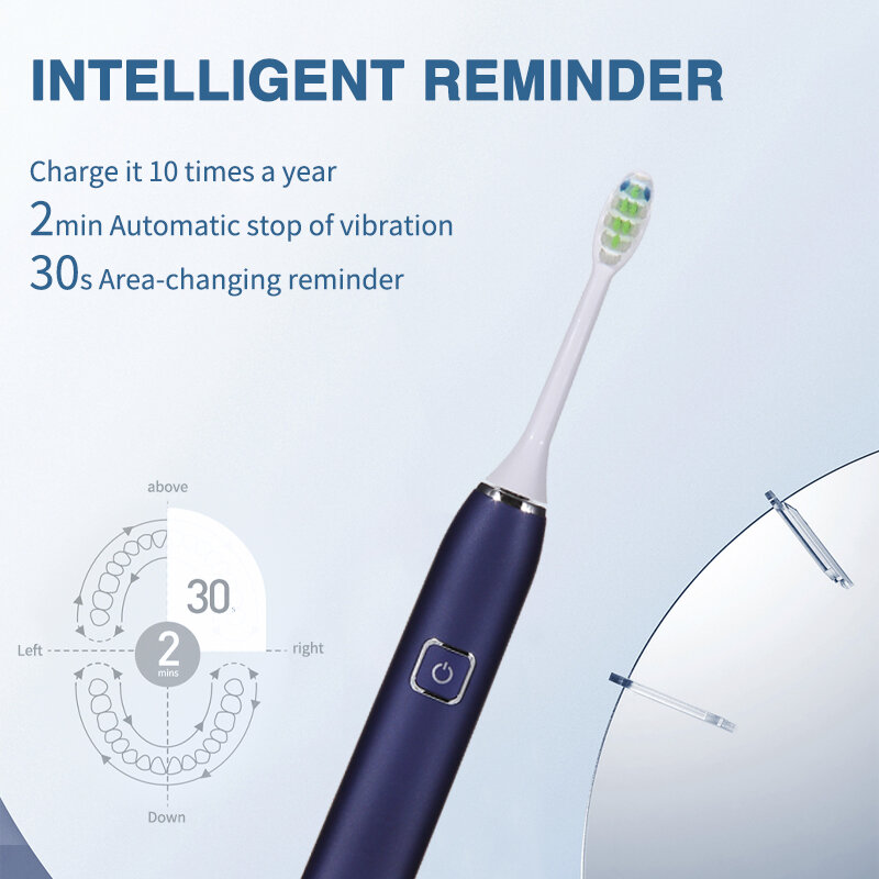 Boyankang-cepillo de dientes eléctrico inteligente, dispositivo dental sónico con 5 modos de limpieza, temporizador IPX7 inteligente, cerdas Dupont impermeables, carga inductiva