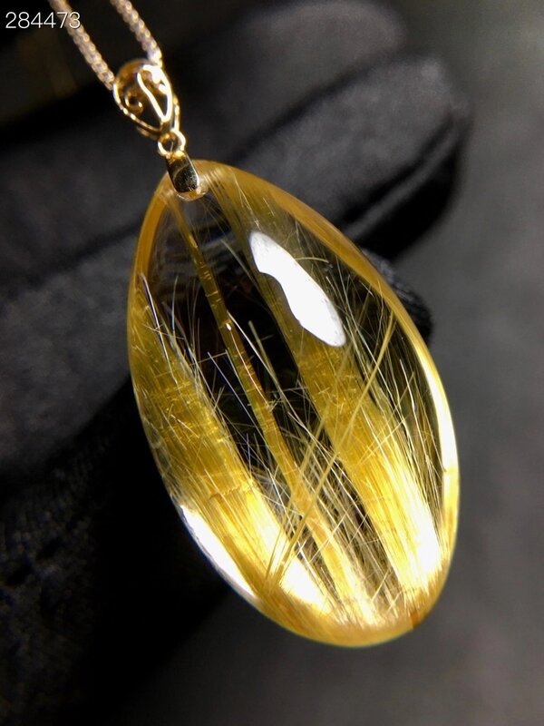 Подлинный натуральный Золотой рутилированный кварцевый титановый кулон 29,5*16,6*12,5 мм 18K золото бразильский хрустальный камень кулон aaaaaaaa