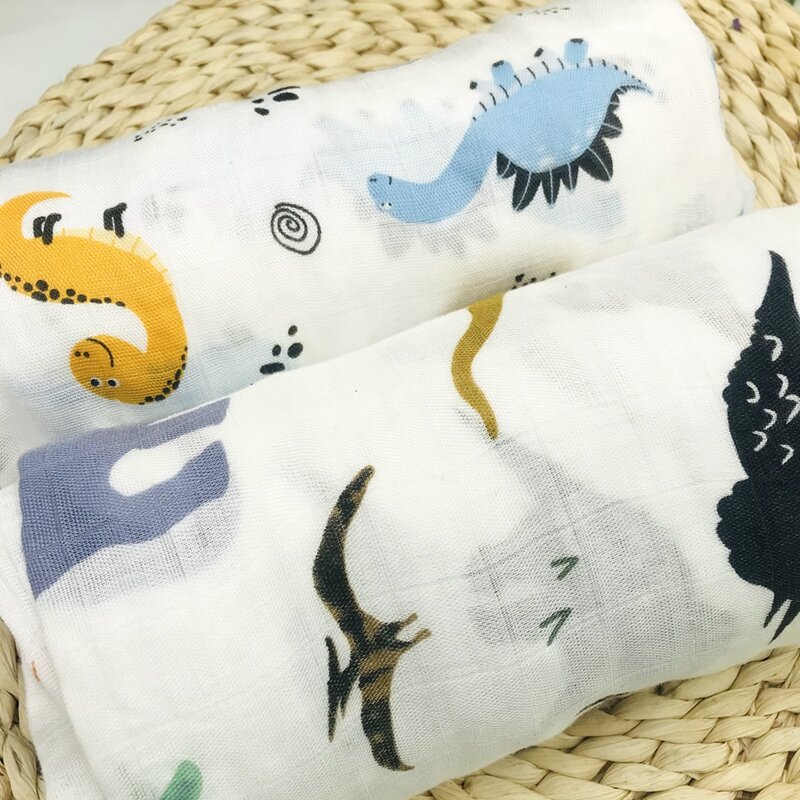 Динозавр 100% бамбуковое волокно муслиновое Детское Одеяло пеленка для младенцев одеяло для новорожденных марля для ванны младенца мягкое милое гнездо