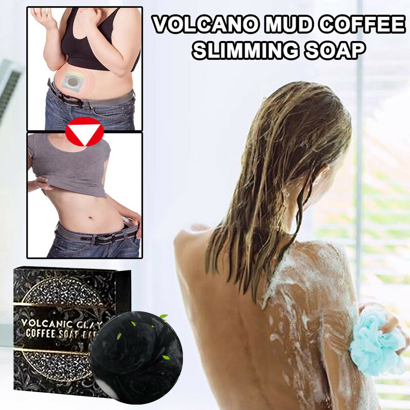 Sabão com sabor de café de lama vulcânica para tomar banho com sabão para limpar a pele