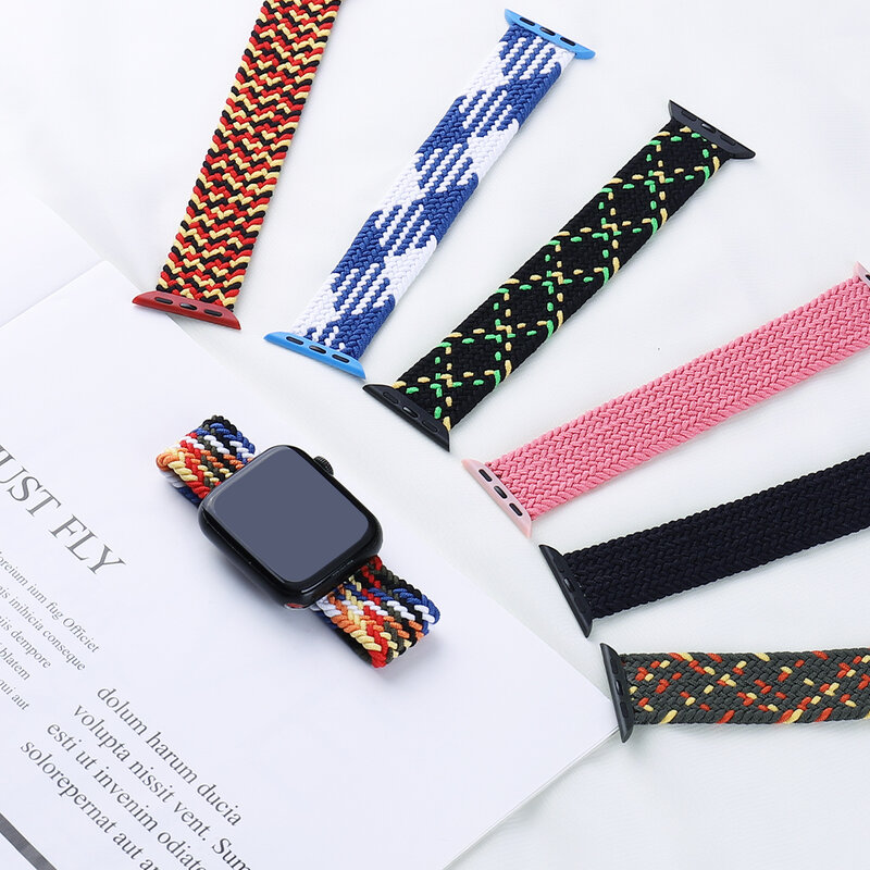 Braided Solo Loop For Apple Watch Band 44mm 40mm 38mm 42mm Fabric Nylon Elastic Belt Bracelet iWatch Series 3 4 5 Se 6 Strap