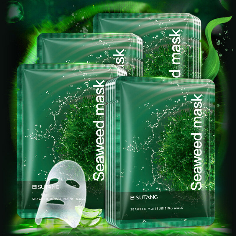 3pcs Seaweed Moisturizing Mask Refreshing Moisturizing Smooth Pore Shrinking Care Brightening Mask Brighten Skin Skin Care Face