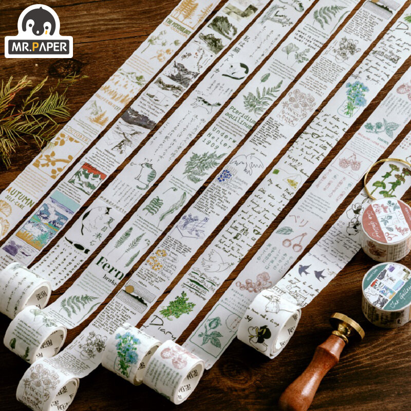 Альбом Mr.Paper 8 Design с естественным видом, японская лента для скрапбукинга и скрапбукинга, набор гаджетов, декоративная лента для маскировки, д...