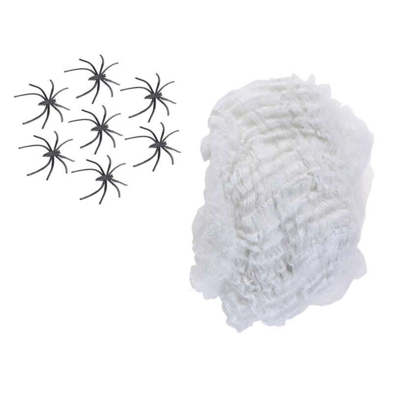 60g White Spider Web with 4 Black Spiders Prank Accessory Tricky Prop