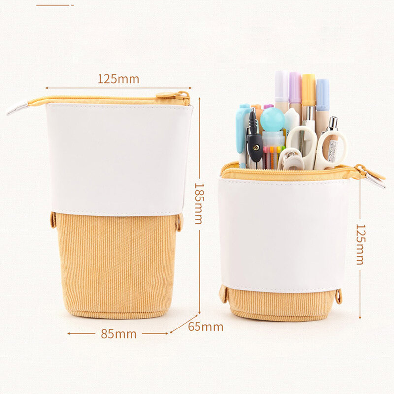 Pencil Case Standing Stationery Bag Telescopic Pen Pouch Holder School College Office Organizer For Girls Women Adults