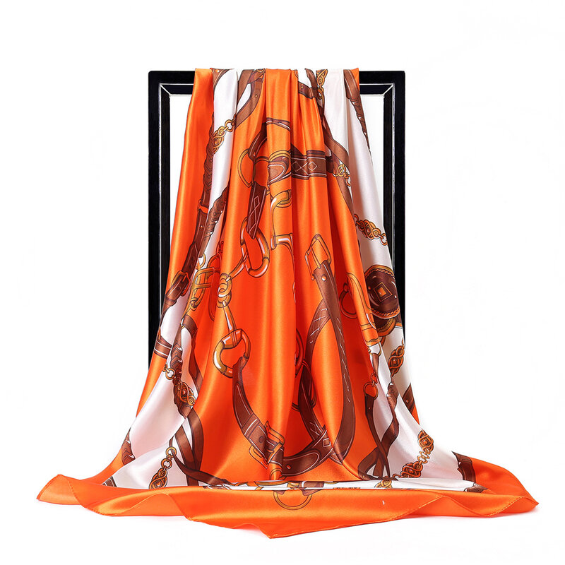 を新ファッションエレガントで高貴な浜日焼け女性ベルトデザイン90センチメートル正方形のスカーフ
